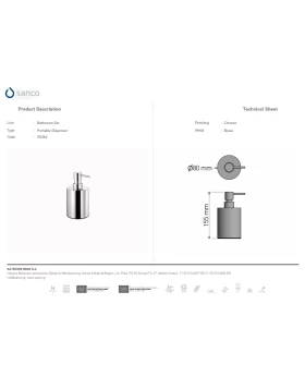 Dispenser Υγρού Σαπουνιού Μεταλλικό Πάγκου | Sanco Metallic Bathroom Set