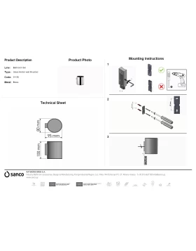 Ποτηροθήκη Μεταλλική Επιτοίχια | Sanco Metallic Bathroom Set