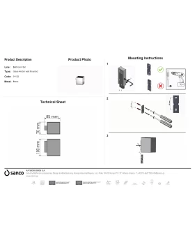 Ποτηροθήκη Μεταλλική Επιτοίχια | Sanco Metallic Bathroom Set