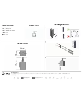 Dispenser Υγρού Σαπουνιού Μεταλλικό Επιτοίχιο | Sanco Metallic Bathroom Set